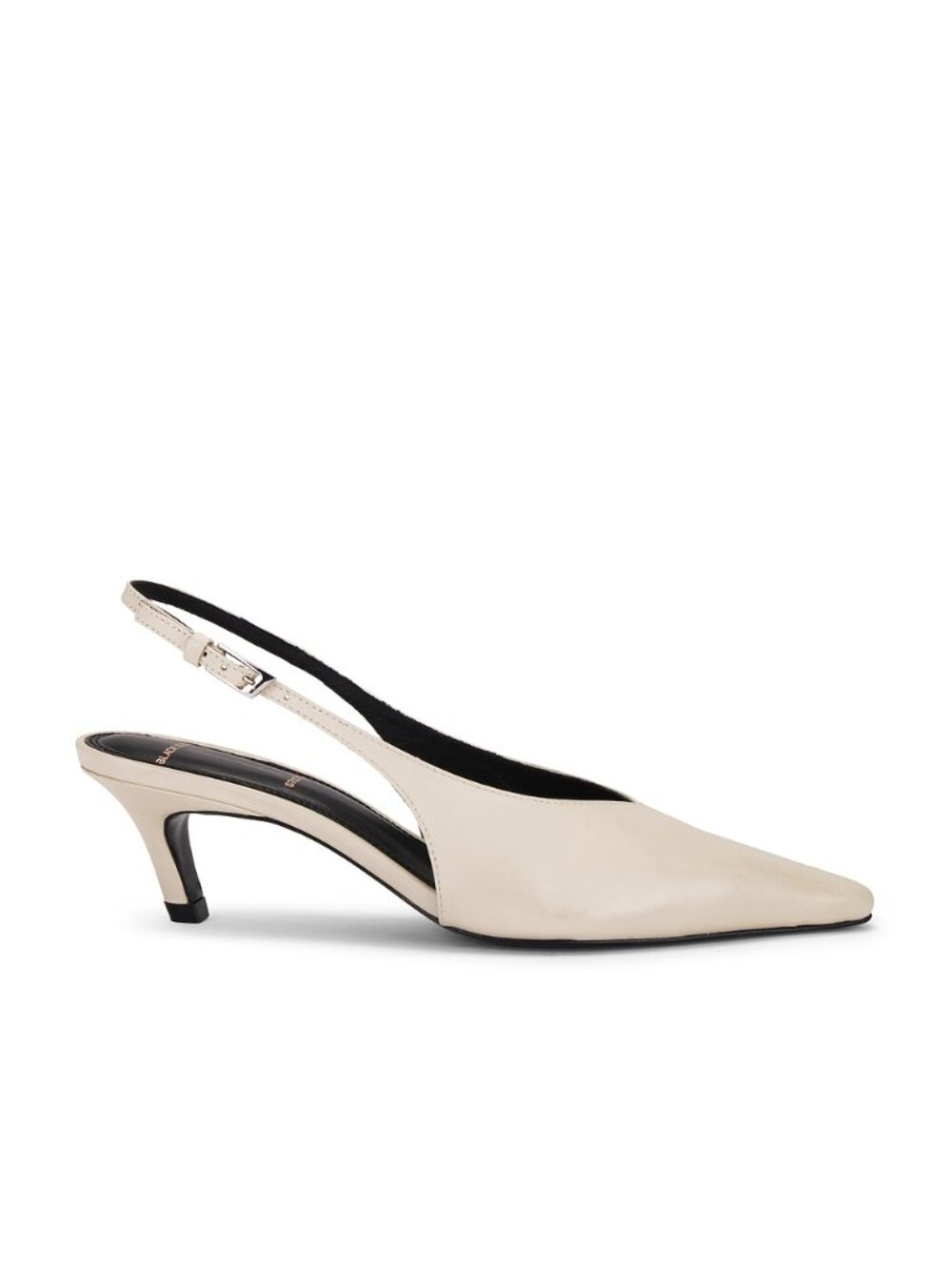 BLACK SUEDE STUDIO Lou 50 Slingback in Swan Leather kitten heel cream pointed